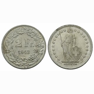Schweiz 2 Franken 1943 B