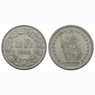 Schweiz 2 Franken 1945 B