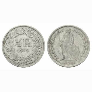 Schweiz 1/2 Franken 1875 B