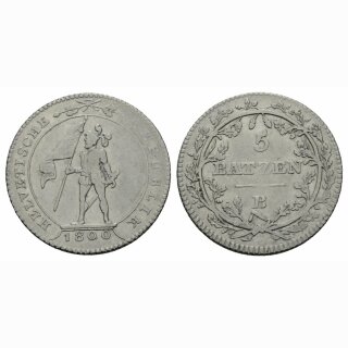 Helvetische Republik 5 Batzen 1800 B