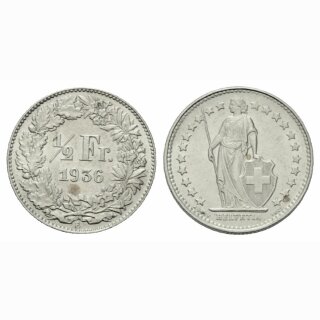 Schweiz 1/2 Franken 1936 B