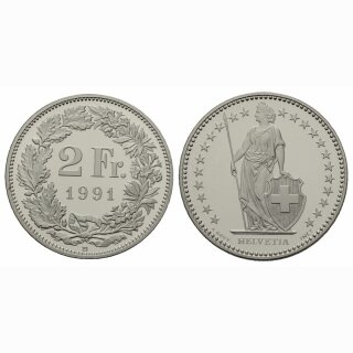 Schweiz 2 Franken 1991 B