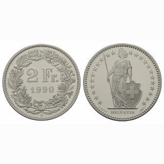 Schweiz 2 Franken 1990 B