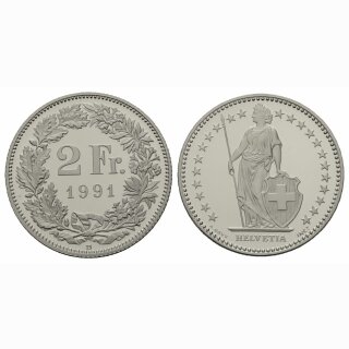 Schweiz 2 Franken 1991 B