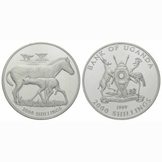 Uganda 2000 Shillings 1999 Zebra