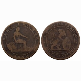 Spanien 10 Centesimos  1870