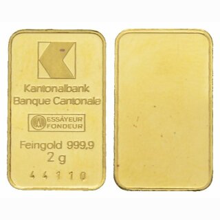 Schweiz 2 Gramm Goldbarren