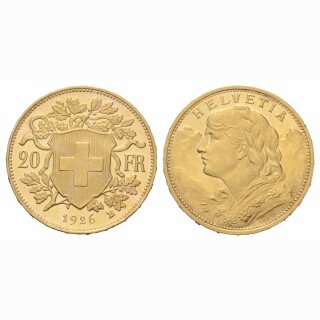 Schweiz 20 Franken 1926 B Vreneli