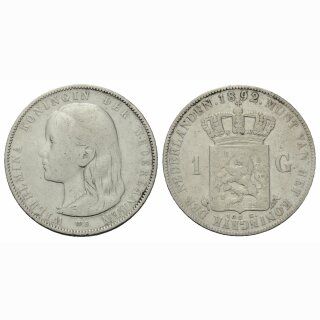 Niederland 1 Gulden 1892 Wilhelmina