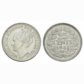 Niederland  25 Cents 1941 Wilhelmina