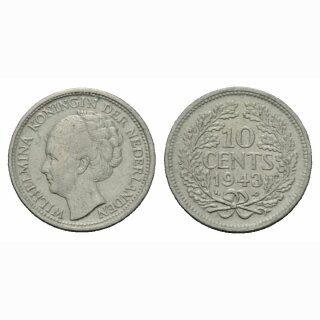 Niederland  10 Cents 1943 Wilhelmina