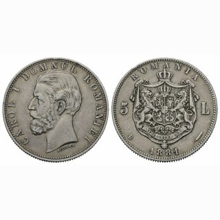 Rumänien 5 Lei 1881 B Carol I