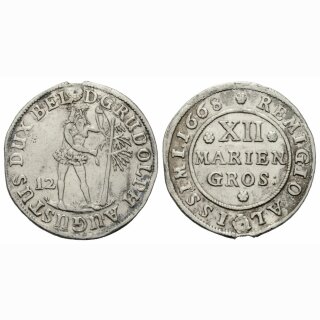 Deutschland Brunswick Wolfenbüttel 12 Mariengroschen 1668