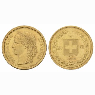 Schweiz 20 Franken 1886