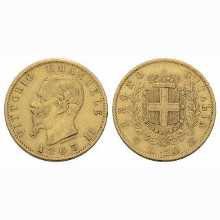 Italien 20 Lire 1863