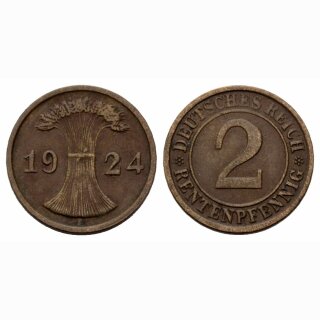 Deutschland 2 Rentenpfennig 1924 F