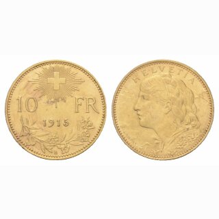 Schweiz 10 Franken 1915 B Vreneli