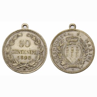 1898 San Marino Medaille 50 Cent.