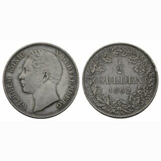 Württemberg 1/2 Gulden 1862