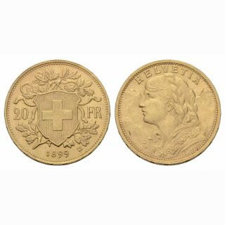 Schweiz 20 Franken 1899 B Vreneli
