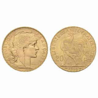 Frankreich  20 Francs 1913 Coq