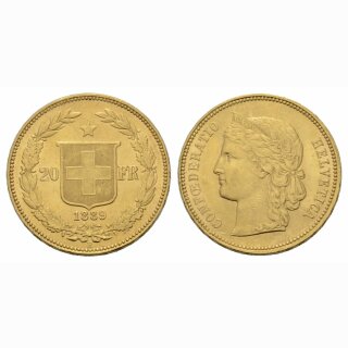 Schweiz 20 Franken 1889 B Helvetia