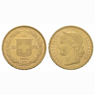 Schweiz 20 Franken 1894 B Helvetia