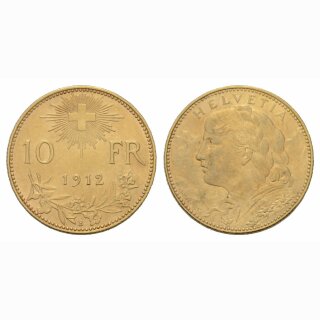 Schweiz 10 Franken 1912 B Vreneli