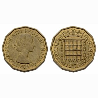 England 3 Pence 1953 Elisabeth II