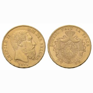 Belgien 20 Francs 1875 Leopold II