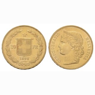 Schweiz 20 Franken 1896 B Helvetia