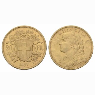 Schweiz 20 Franken 1897 B Vreneli