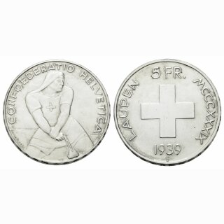 Schweiz 5 Franken  1939 B Laupen