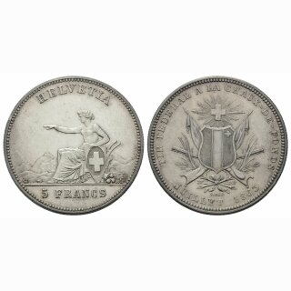Schweiz 5 Franken 1863 La Chaux de Fonds