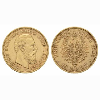 Deutschland Preussen 10 Mark 1888 A Kaiser Freidrich