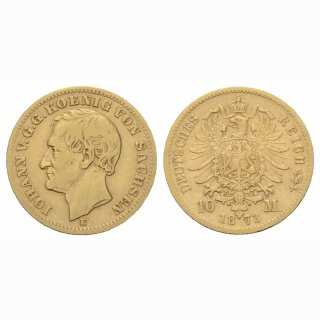 Deutschland Sachsen 10 Mark 1873 E König Johann