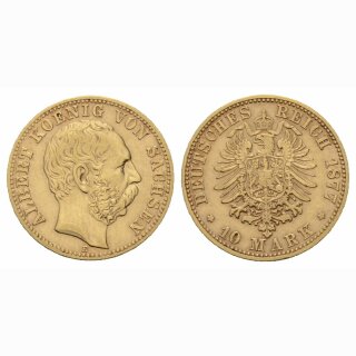 Deutschland Sachsen 10 Mark 1877 E König Albert