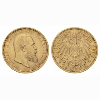 Deutschland Württemberg 10 Mark 1907 F König Wilhelm II