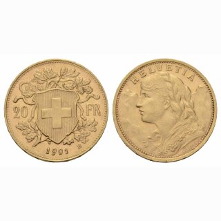 Schweiz 20 Franken 1901 B Vreneli