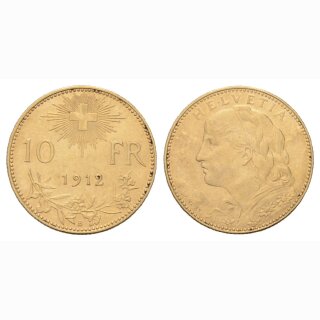 Schweiz 10 Franken 1912 B Vreneli