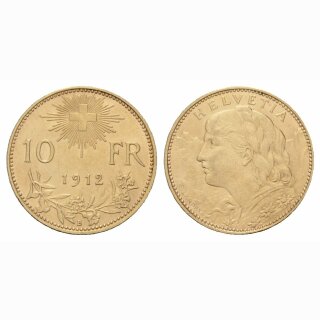 Schweiz 10 Franken  1912 B Vreneli