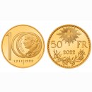 Schweiz 50 Franken 2022 100 Jahre 10 Fr. Goldvreneli (ME)