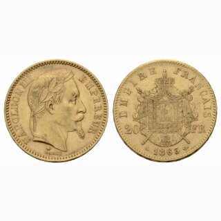 Frankreich 20 Francs  1865 A Napoleon III
