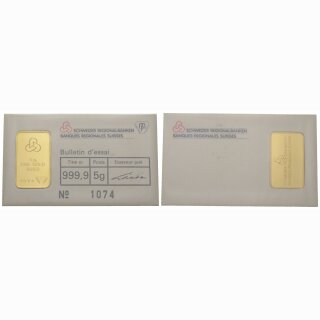 Schweiz 5 Gramm Gold  Feingold