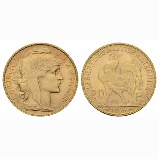 Frankreich 20 Francs  1906 Coq