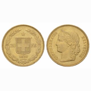 Schweiz 20 Franken 1889 Helvetia