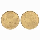 Schweiz 10 Franken 1922 B Goldvreneli