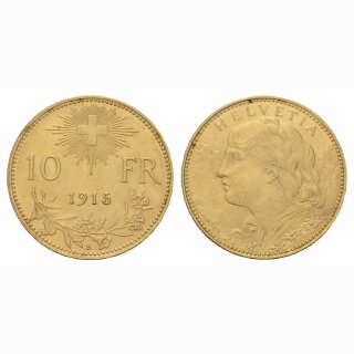 Schweiz 10 Franken  1915 B Goldvreneli