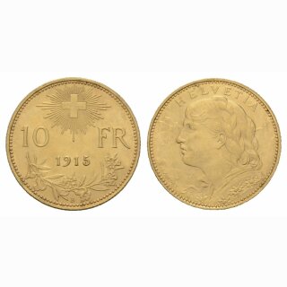 Schweiz 10 Franken  1915 B Goldvreneli
