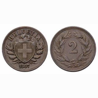 Schweiz 2 Rappen 1907 B